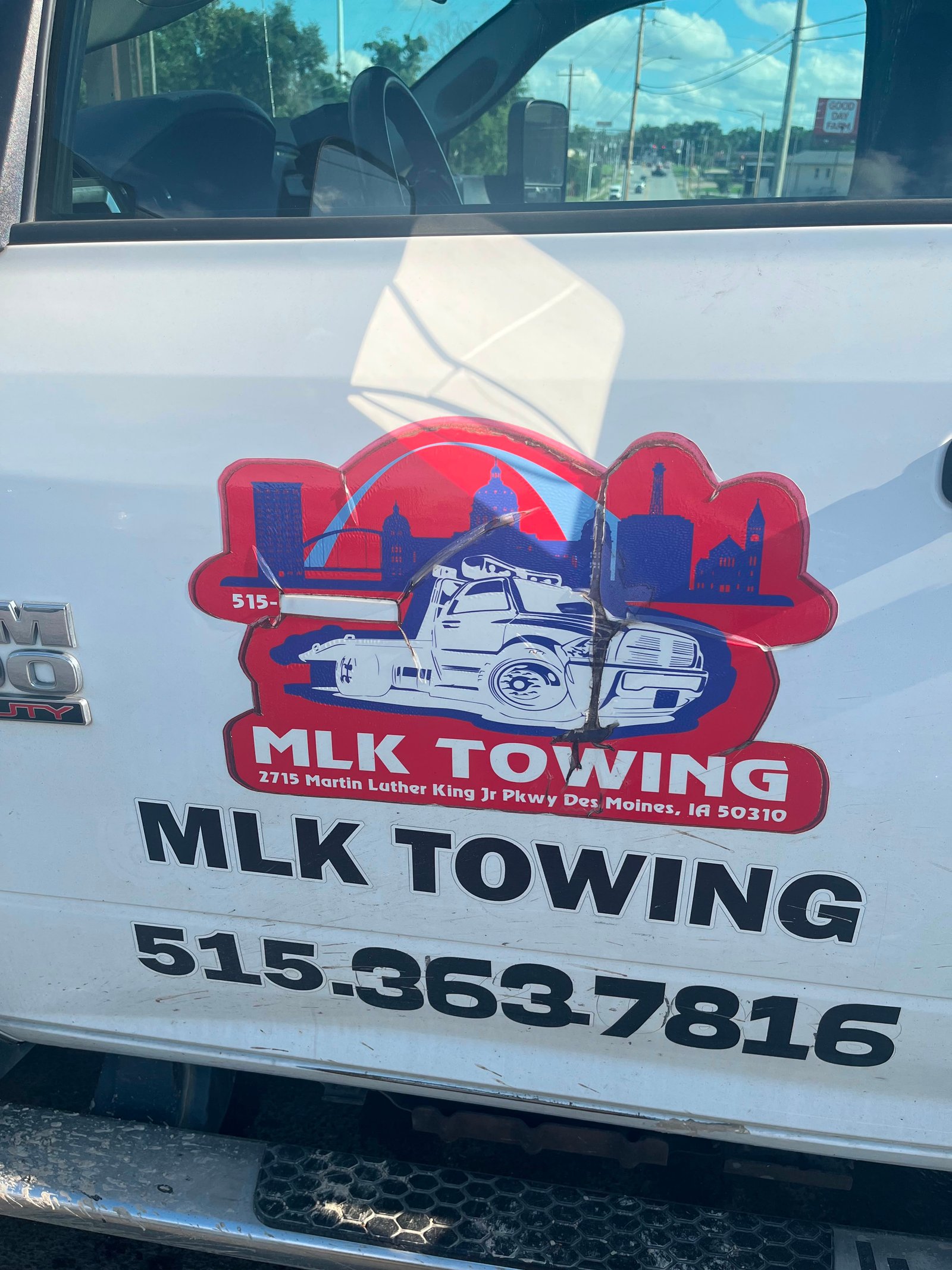 MLK Towing Door Decal and Address